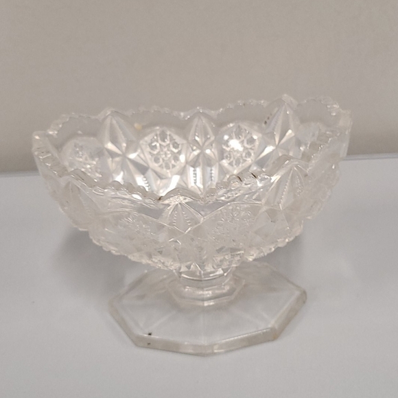 CUT crystal pedestal candy serving dish vase - Picture 1 of 8